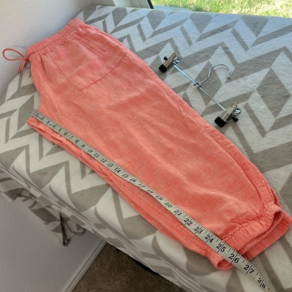 Athleta Retreat 100% linen Jogger Pant size 8/P Coral Salmon Color - Picture 10 of 10